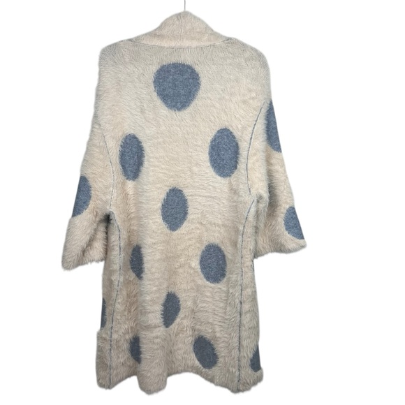 Anthropologie Moth Eyelash Polka Dot Long Cardigan Sweater XS/S Women’s Fuzzy - Picture 4 of 10